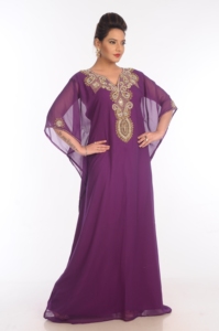 Purple Georgette Embroidered Zari Work Islamic <b>Kaftans</b> - Product Image 3