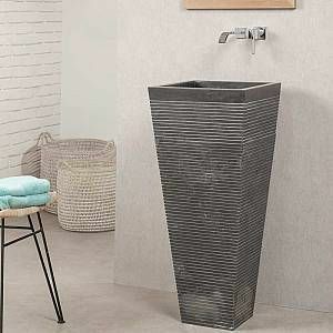 Lavabo de pedestal de mármol redondo moderno Textura de piedra pulida de lujo para villas y baños de hoteles - Product Image 5