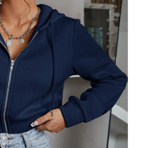 El último diseño personalizado Drop Shoulder Blank Zip Up Boxy Cropped Cut y Boxy Cropped Hoodie para mujeres con personalizado - Product Image 4