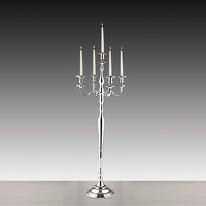 Candélabre à 5 bras en métal et aluminium de conception unique les mieux notées bougeoir fini argenté taille personnalisée décoration de table de mariage - Product Image 5