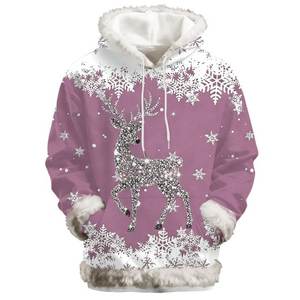 Christmas Sweatshirts Women 2025 Fashion Pullover Tops Solid Cozy Fleece Lined Breathable Digital Casual Hoody Soft Warm Winter - Product Image 1