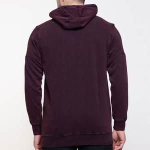 Venta al por mayor de invierno bordado Unisex Zip-Up hombres lavado ácido sudaderas con capucha desgastadas de alta calidad - Product Image 5