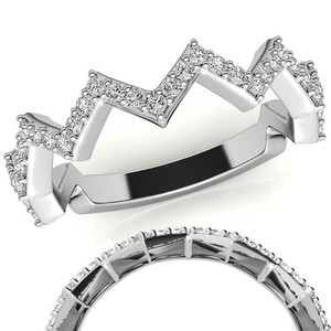 Bague d'éternité en moissanite en forme de couronne SHREYA DIAM pour femme, en argent 925, sertie pavé, bijoux de mariage de luxe et tendance - Product Image 1