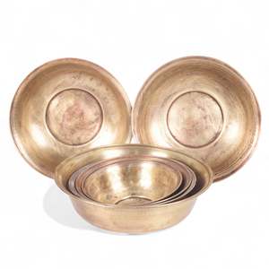 Vintage Brass <b>Bowl</b> Set Polished Metal Serving <b>Bowls</b> with Custom Logo for Wedding or Holiday <b>Large</b> and Small Sizes Available - Product Image 1