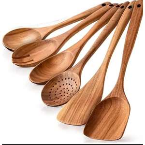 Cucharas de madera para cocinar Juego de utensilios de cocina de madera Material de madera natural Espátula y utensilios de cocina Herramientas DE LA India - Product Image 3
