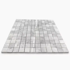 C24XP หินอ่อนสีขาว Carrara กระเบื้องโมเสคสี่เหลี่ยม1x1ขัดเงา venato Bianco - Product Image 1