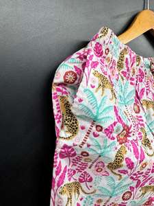 Conjunto de Pijama Informal de Verano para Mujer, Hecho a Mano en India, 100% Algodón, Estampado Floral, Cuello en V, Cintura Elástica, Logotipo Frontal, Secado Rápido - Product Image 6