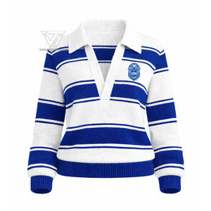 Vêtements de sororité grecque Zeta Phi Beta en gros, pull à manches longues à col en V profond, rayé, cardigan - Product Image 1