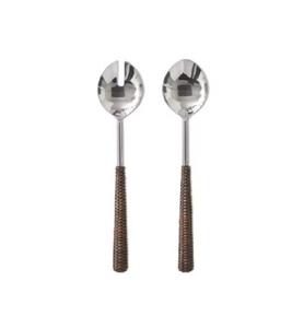 Servidores de ensalada decorativos de metal Servidor de ensalada de acero inoxidable Juego de vajilla de mango cuadrado largo plateado - Product Image 6