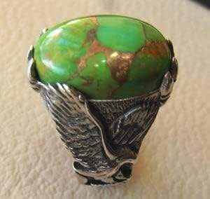 Bague pour homme en gros, nouvelle arrivée, pierre précieuse turquoise verte naturelle, bague lourde pour homme, bijoux, bague en argent sterling 925 - Product Image 3