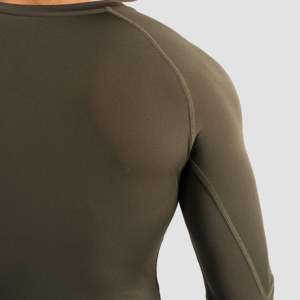 GA Slim Fit Long Sleeves Compression <b>Top</b> Olive Knitted Fabric - Product Image 5