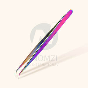 Pinzas de extensión de pestañas con agarre de diamante de alta calidad, caja recubierta de papel de Color Plasma de acero inoxidable, Punta puntiaguda en caja, venta al por mayor - Product Image 2