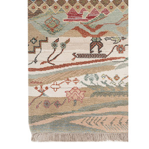 Alfombra Manchaha Azul de Lana y Seda de Bambú Anudada a Mano, Abstracta, para el Hogar, Pasillo, Rectangular, 10 mm de Grosor - Modelo Les-2703, Alfombras Jaipur US - Product Image 4