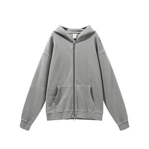 Personnalisable Hommes Oversize Sweat à Capuche Full Zip Haute Qualité Polyester Lourd Couleur Solide Brodé 100% Coton pour l'Automne - Product Image 6