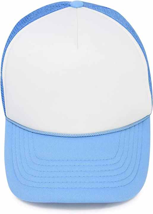 Trucker Hat Mesh Cap Sporty 5-Panel Hat with Hand Embroidery Curved Brim Adjustable Strap Common Fabric Solid Colors Small Braid