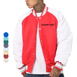 Boxy fit Crew Neck full button varsity Jacket Nylon Custom patch embroidery logo Oversized Letterman Jacket for Factory