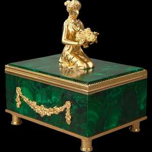 Malachite Semi-Precious Gemstone Box Stockage élégant avec beauté naturelle - Product Image 6