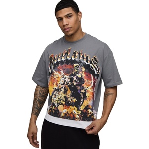T-shirts imprimés graphiques de haute qualité en jersey polyester/coton respirant de 300 grammes pour hommes, vêtements décontractés de rue - Product Image 1