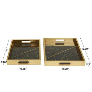 Juego de bandejas geométricas de alta calidad para servir 16 \ "14 \" vidrio negro precio al por mayor 2 piezas - Product Image 4