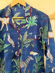 ชุดนอนสามชิ้นสำหรับผู้หญิงกางเกงขาสั้นผ้าฝ้ายแขนยาวและกางเกงขายาวชุดนอนสตรี - Product Image 2