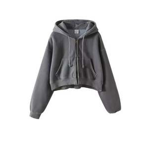 OEM, sweat à capuche court pour femmes, tenue décontractée surdimensionnée en coton polaire, fabricant personnalisé - Product Image 1