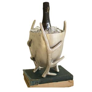 Cubo de hielo de Metal para botellas de vino y cerveza, accesorio con acabado de plata, para clubes de Metal decorados, Enfriador de vino y Cubitera de hielo con asas de cornamenta - Product Image 3