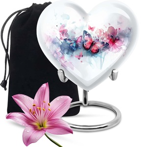 <b>Butterfly</b>-Themed 3-Piece Funeral Urns Combo 10 Inch <b>Wooden</b> Brass Marble Keepsake Urns Set 2 Colorful Finishes for Adult Pet - Product Image 5
