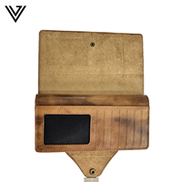 Portefeuille élégant pour femme en cuir de vachette, fermeture à bouton, porte-cartes à rabat, porte-monnaie, blocage RFID, grande capacité, robuste