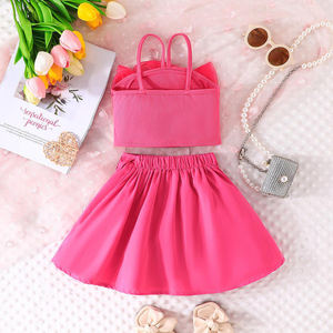 Primavera Verano Ropa para niños Niños 8-12 años Top de encaje Falda grande Media falda Conjunto para niños - Product Image 3