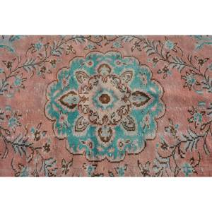 พรมตุรกีสีส้มและสีฟ้าแนววินเทจขนาด5 'x 9' แบบเรียบสานการเย็บปะติดปะต่อกันวัสดุขนสัตว์รองรับสไตล์ไร้กาลเวลาสำหรับพื้นที่ของคุณ - Product Image 5