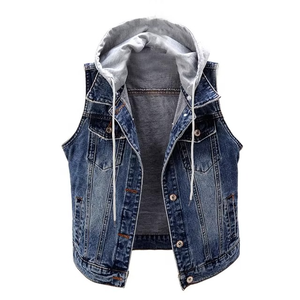 Breathable Factory Supply New Design Fashion Sleeveless Jacket Unisex Men Women Denim <b>Cowboy</b> <b>Vest</b> Ladies Hooded Denim <b>Vest</b> - Product Image 5