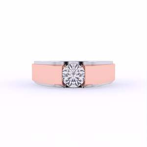 Anillo de diamante de corte brillante con ajuste de bisel de dos tonos de lujo moderno para hombres Precio razonable - Product Image 2