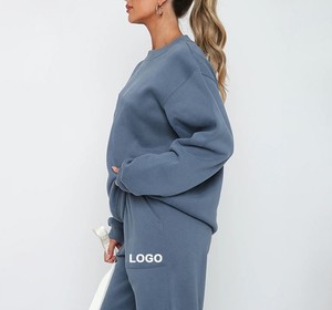 ชุดวอร์มผ้าฝ้าย100% สำหรับผู้หญิงชุดวอร์มคอกลมทรงโอเวอร์ไซส์ชุดวอร์มสำหรับผู้หญิงชุดวอร์มสำหรับฤดูหนาวทำตามสั่ง - Product Image 2