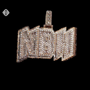 Personalizado Hiphop Moissanite Iced Out colgante Bling joyería para hombres completo Baguette diamante encanto collar de moda accesorio - Product Image 1