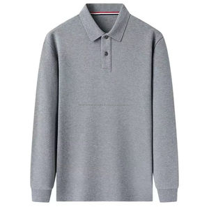 Polo liso de color personalizado para hombre, camiseta informal de mezcla de algodón de manga larga con cuello, ropa informal perfecta, producto OEM - Product Image 2