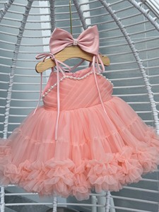 VENDEDOR SUPERIOR Vestido de fiesta de manga corta para niñas Muchas capas flotantes y decoración de perlas ropa casual o fiestas compatible con OEM ODM - Product Image 6