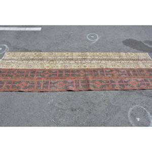 พรมขนสัตว์ตุรกีโบราณ เป็นมิตรกับสิ่งแวดล้อม ลายแบบดั้งเดิม สีแดงเบจ ขนาด 25x81 ฟุต ทำมือ รูปทรงสี่เหลี่ยมผืนผ้าขนาดใหญ่ แบบปะติดปะต่อ ยางลาเท็กซ์ สำหรับห้องรับประทานอาหาร - Product Image 3