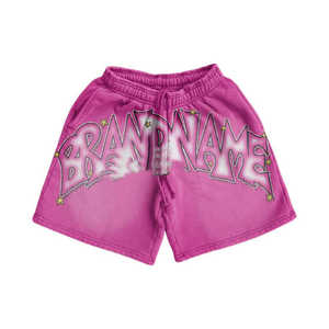 Ensemble T-shirt et short deux pièces en coton éponge pour homme, séchage rapide, style streetwear, impression sérigraphiée délavée à l'acide, 240g - Product Image 6