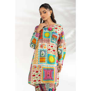 Ensemble imprimé en coton et viscose de style bohème, respirant et adapté à l'été - IPST-77229 - Product Image 4