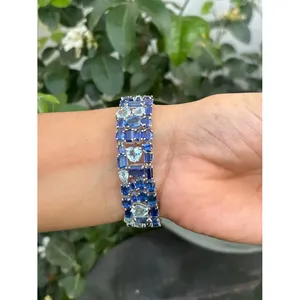 14K Gold Tennis <b>Bracelet</b> 925 Silver Kyanite Blue Topaz Rhodium White Gold Rose Gold Available Diamond Onyx Pearl Religious - Product Image 6