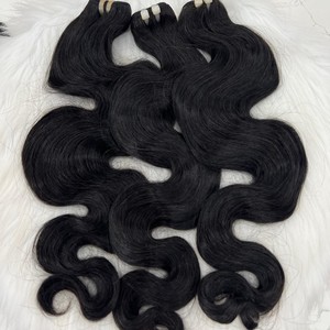 Extensions de cheveux humains vierges vietnamiens, ondulés, soyeux, noirs naturels, cuticules alignées, donneur unique, pour la fabrication de perruques - Product Image 4