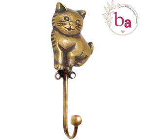 Antique Brass Cat Animal Wall <b>Hook</b> Handcrafted <b>Cast</b> <b>Iron</b> <b>Coat</b> and Hat Hanger Product Category <b>Hooks</b> & Rails - Product Image 1