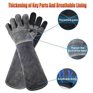 Rugged <b>Long</b> Lasting Welding <b>Gloves</b> Extreme Heat Protection Leather Material Touchscreen Friendly Durable Daily Casual Outdoor - Product Image 3