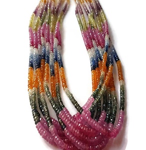 Multi Saphir facetté Lisse Cocarde Pierres Précieuses Perles - Product Image 1