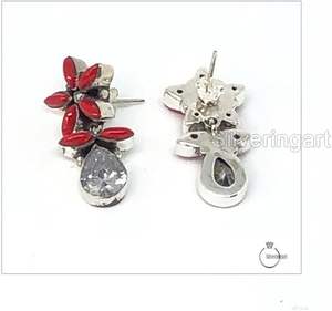 Pendientes de Mujer con Piedra Preciosa de Coral Natural, Piedra de Nacimiento Genuina, Joyería Hecha a Mano para Compromiso, Navidad, Pendientes de Plata de Ley 925 - Product Image 2