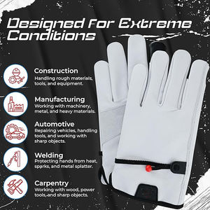Guantes de trabajo de cuero para hombre-Guantes de trabajo de construcción y patio-Guantes de seguridad resistentes a pinchazos para paisajismo y uso al aire libre - Product Image 2