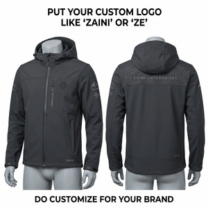 Veste à capuche softshell robuste ZAINI ZI-038 pour homme, automne, 220 GSM, respirante, coupe-vent, écologique, design à panneaux gris - Product Image 1