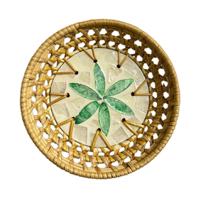 Bandejas para servir decorativas de ratán de estilo rústico de mimbre con MOP Bandeja para servir desayuno Hecho en Vietnam Precio al por mayor - Product Image 1