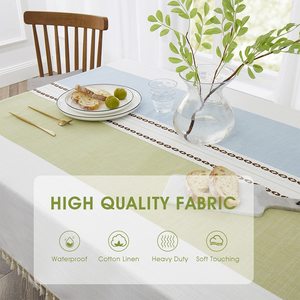 Embroidered Tablecloth for Dining Table,<b>Dust</b> Proof Spillproof Soil Resistant Cotton Linen Rectangle Table <b>Cloths</b> OEM - Product Image 4