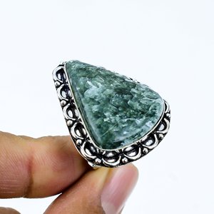 แหวนโบโฮทำมือ ประดับด้วยพลอยเซราฟินไนต์ธรรมชาติ เครื่องประดับโบฮีเมียนสุดหรูสำหรับใส่ในชีวิตประจำวัน - Product Image 1